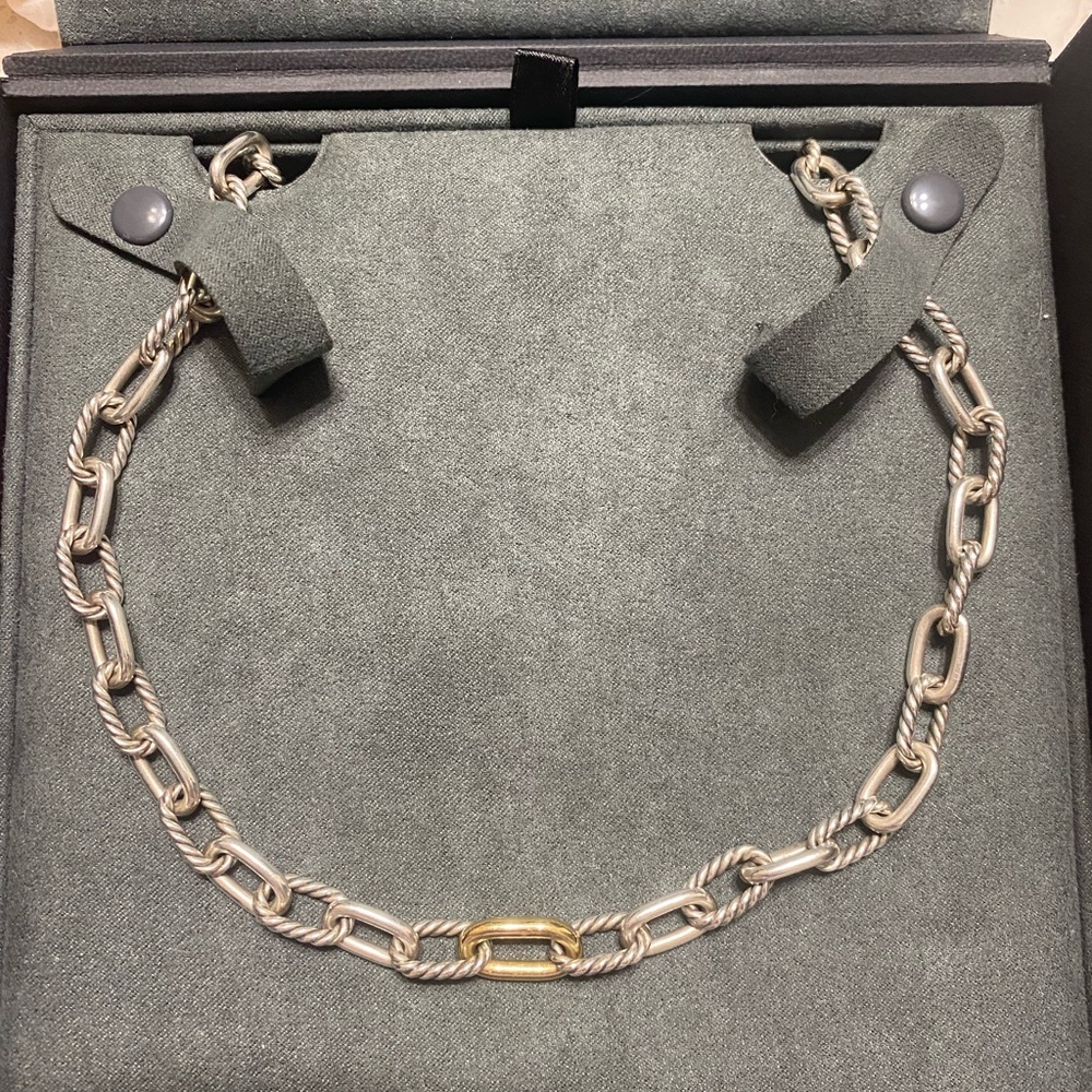 DY Madison® Chain Necklace in Sterling Silver with 18K Yellow Gold.